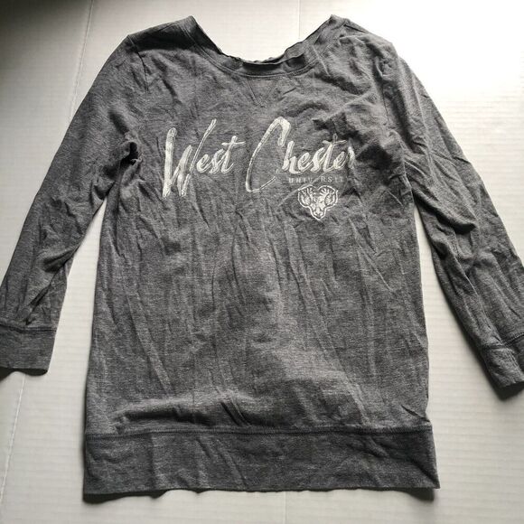 West Chester University Women’s Gray Logo 3/4 Sleeve Top Sz S A2203 - Picture 1 of 4